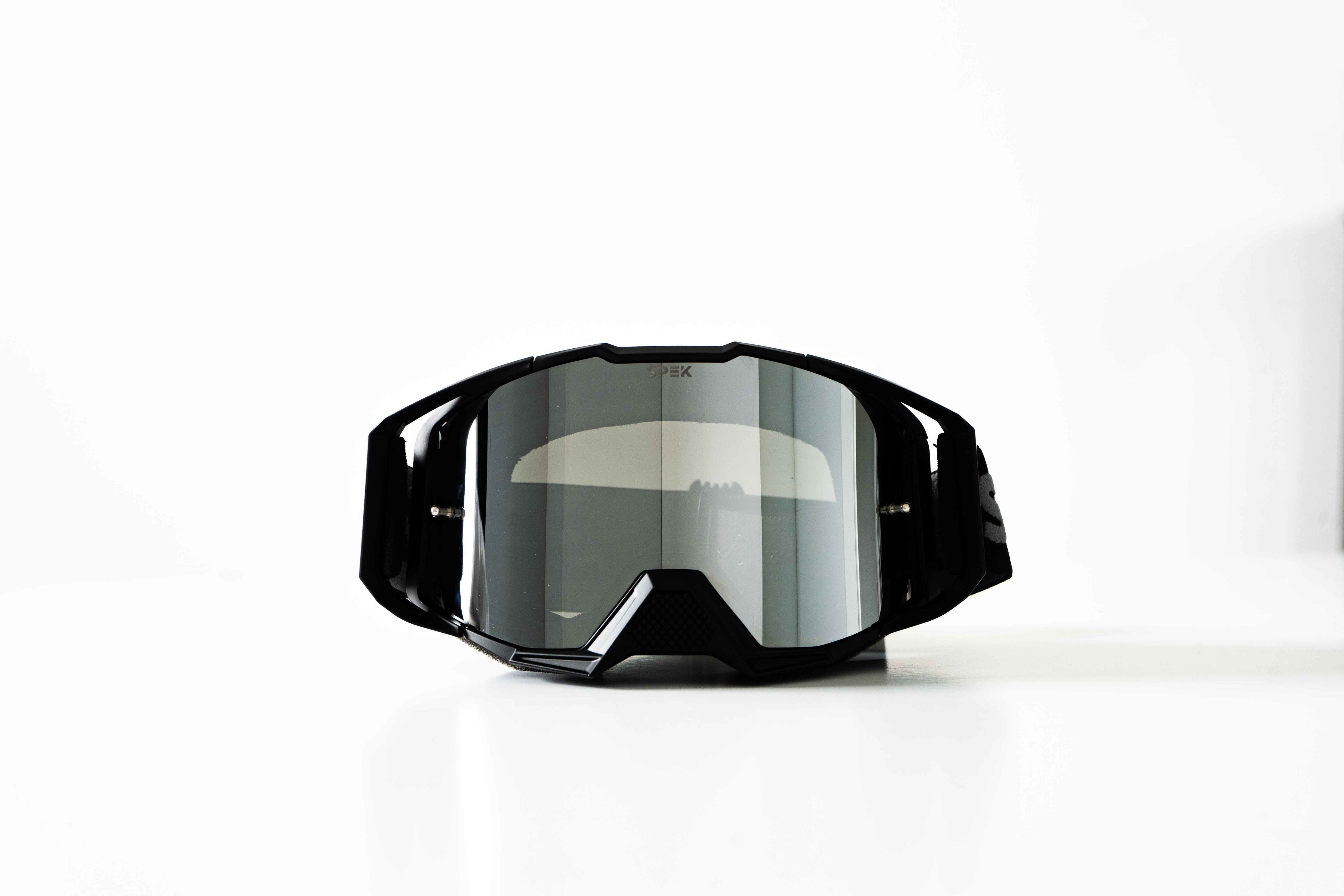 Lunette de motocross noir avec lentille chrome
